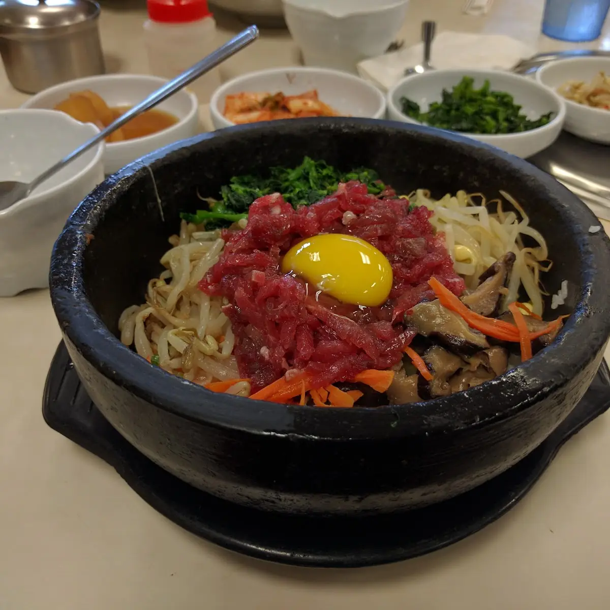 Stone Pot Rice with Raw Beef