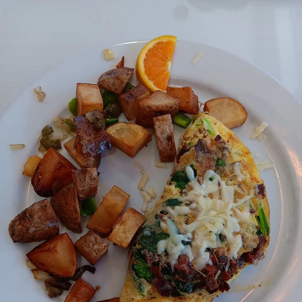 Popeye Omelet with Bacon Swiss and Spinach