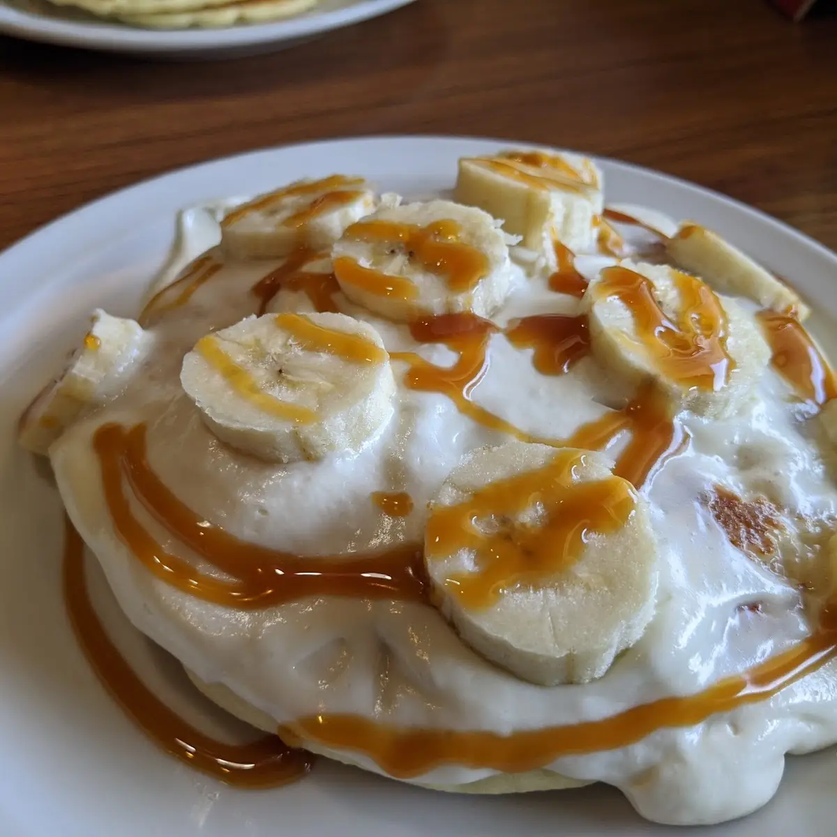 Stack of Salted Caramel Banana Pancakes