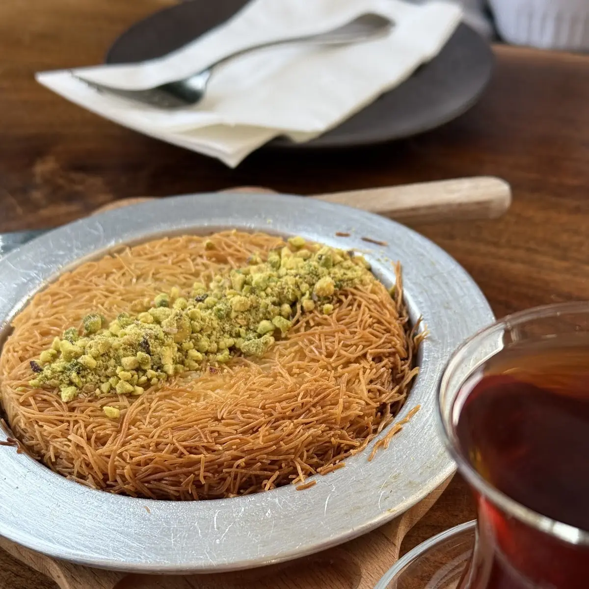 Kunefe with Turkish Tea
