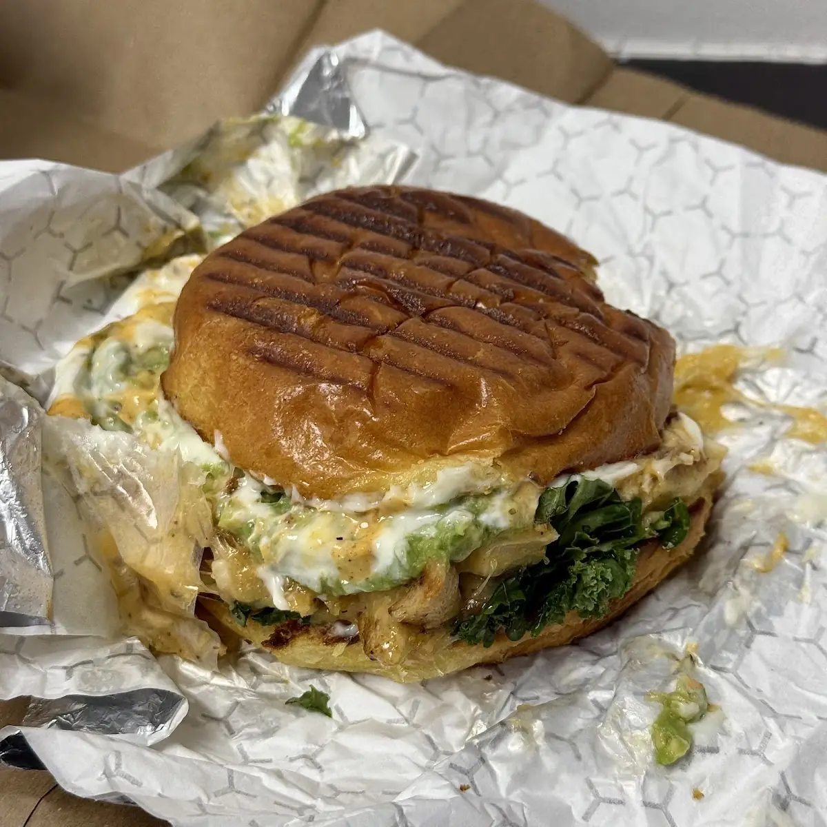 Cheesy Chicken Avo Burger