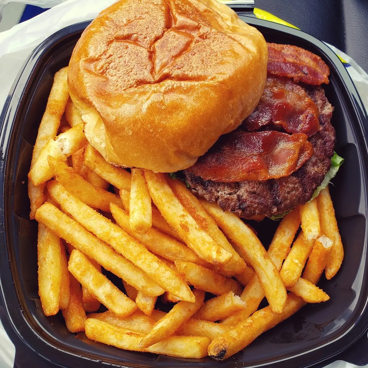Bacon Burger and Fries