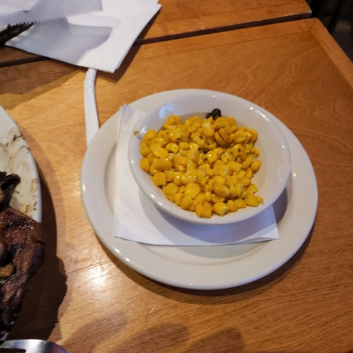 Buttered Corn House Salad Steak Fries