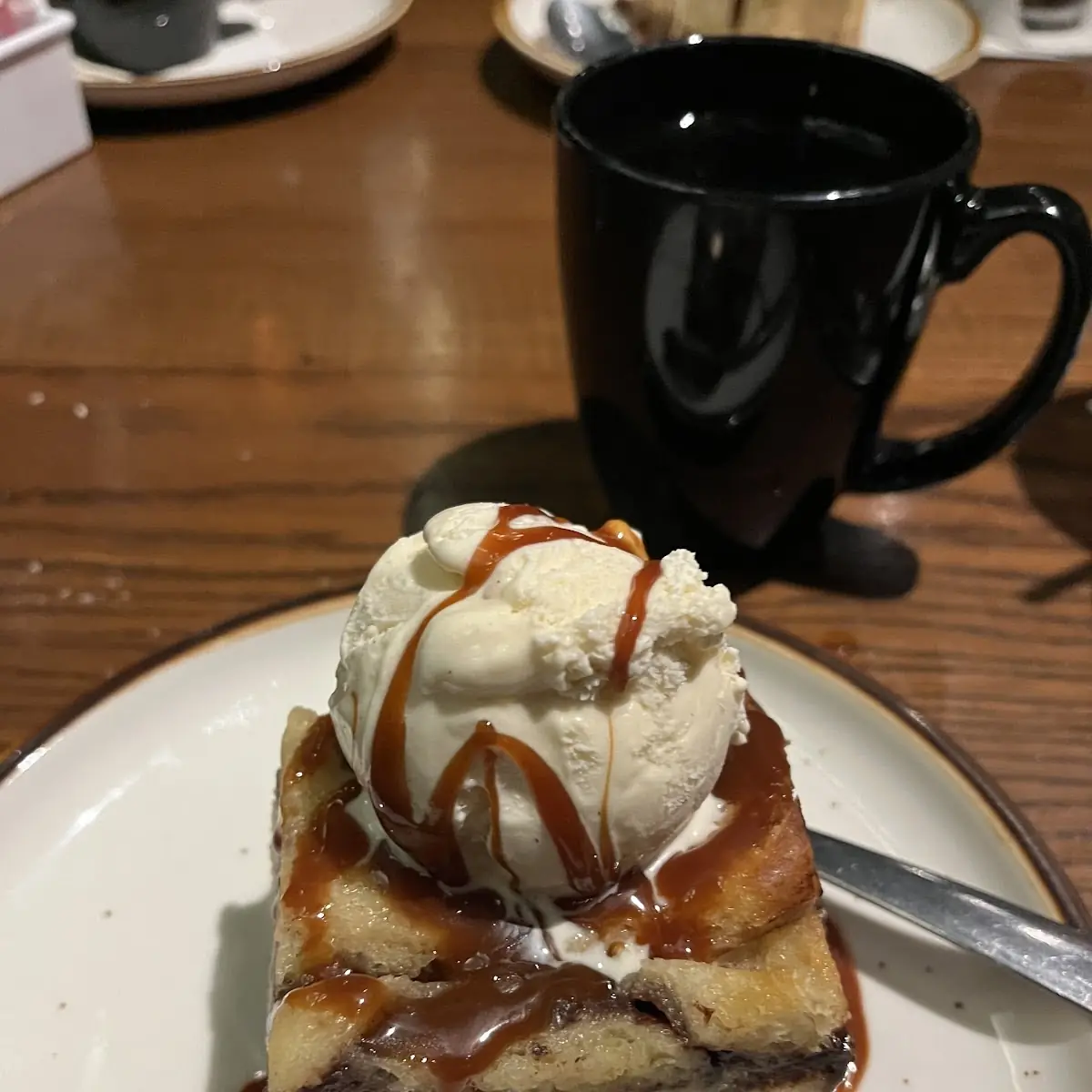 Cinnamon Bun Bread Pudding Vanilla Ice Cream