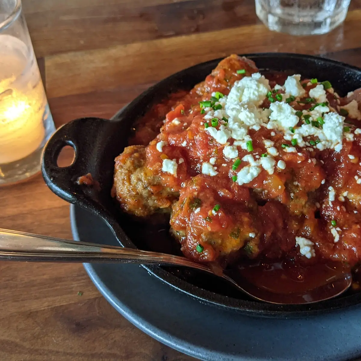 Meat Balls and Goat Cheese