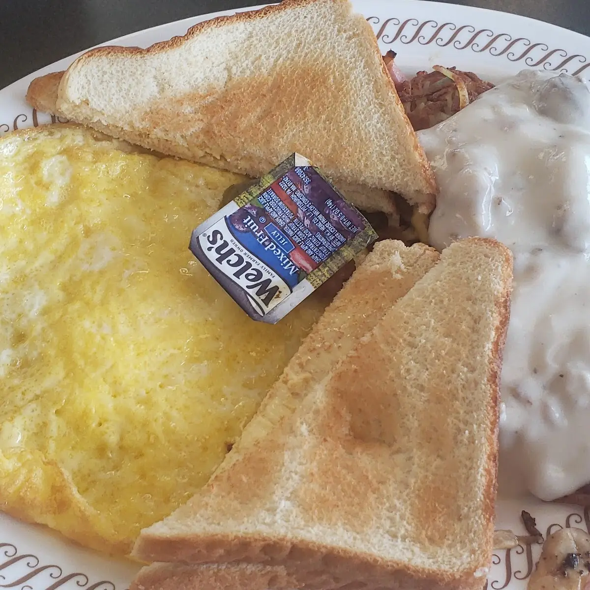 All Star Breakfast with Everything in the Hash Brown Waffle House