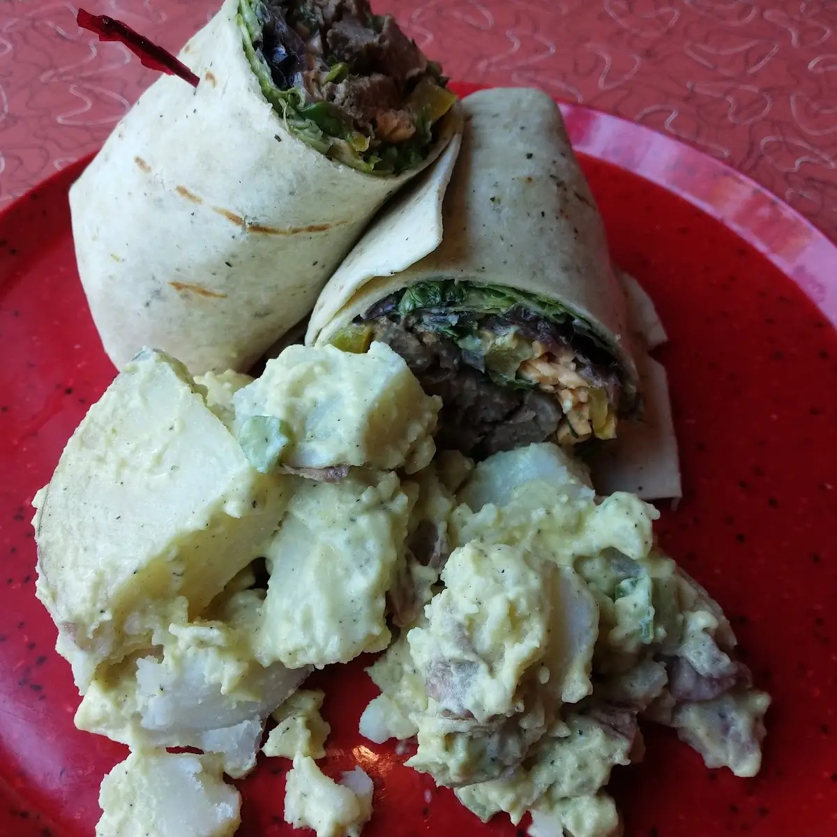 Buckster’S Beef Wrap with Potato Salad
