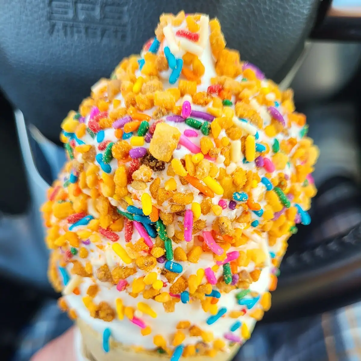 Medium Vanilla Cone with Peanut Butter Crunches