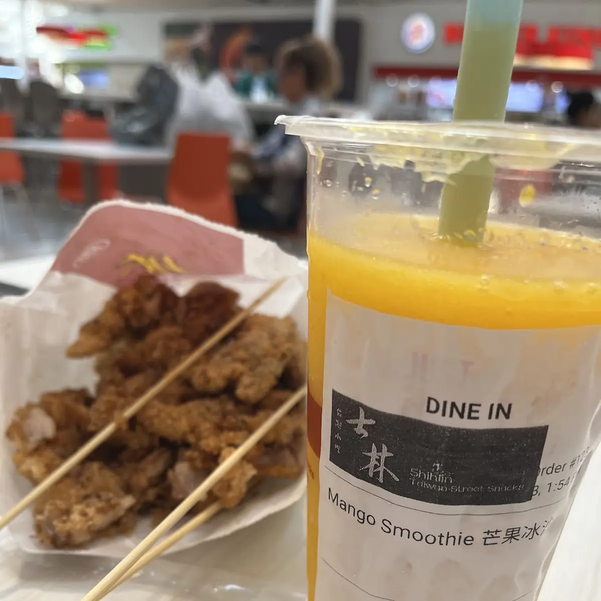 Crispy Chicken and Mango Smoothie