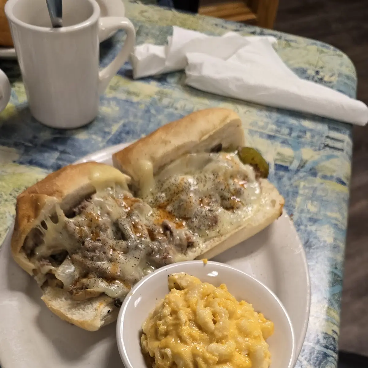 Philly Steak with Mac and Cheese