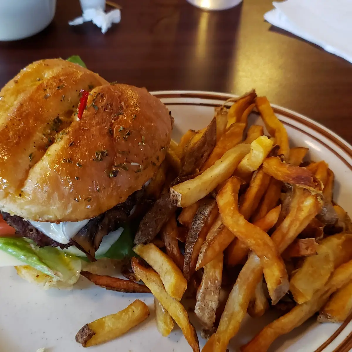 Mushroom Burger and Fries