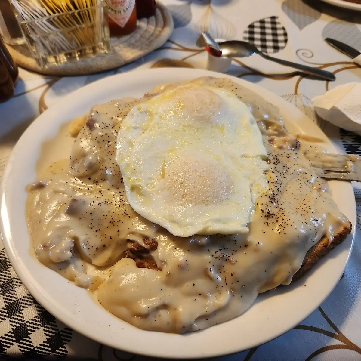 Biscuits and Sausage Gravy with 2 Eggs