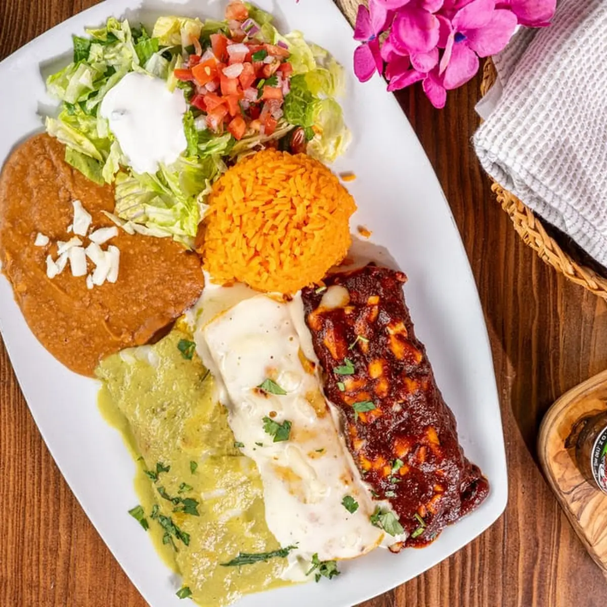 Enchiladas and Refried Beans