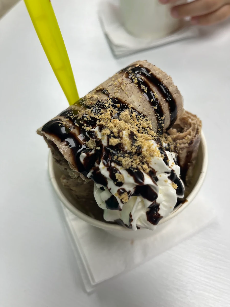 Chocolate Peanut Butter Cookie Rolled Ice Cream