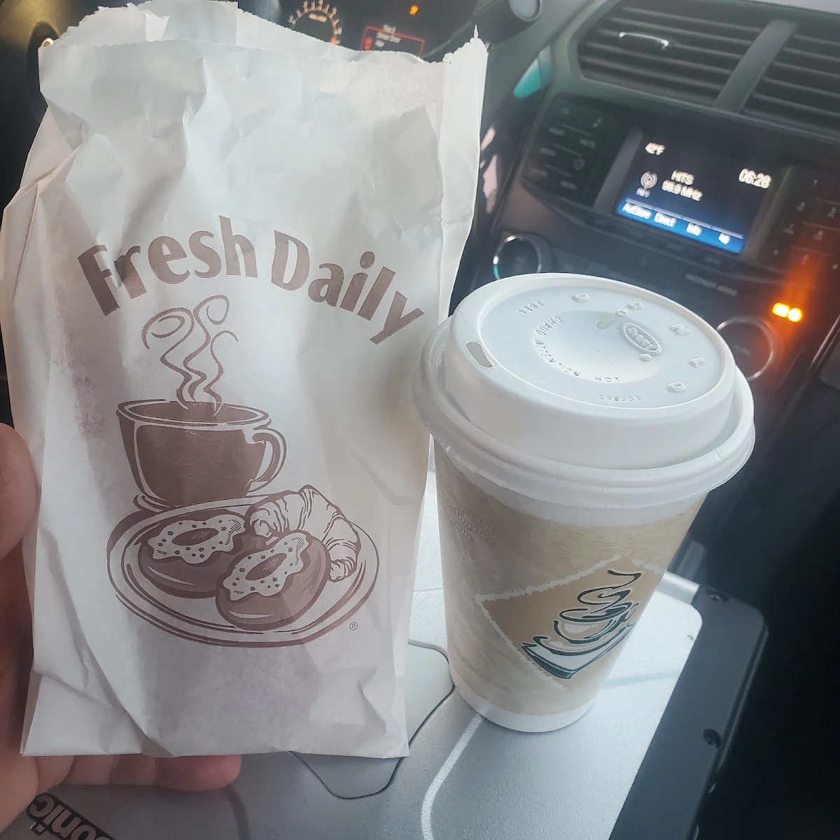 Plain Black Coffee and a Glassed Donut