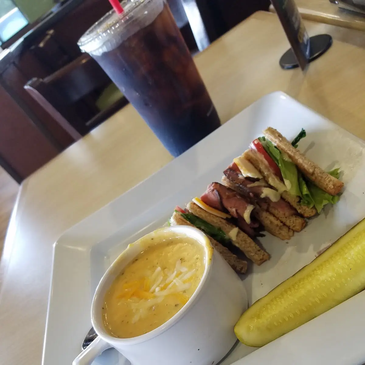 Broccoli Cheddar Soup and Half Sandwich Cubano