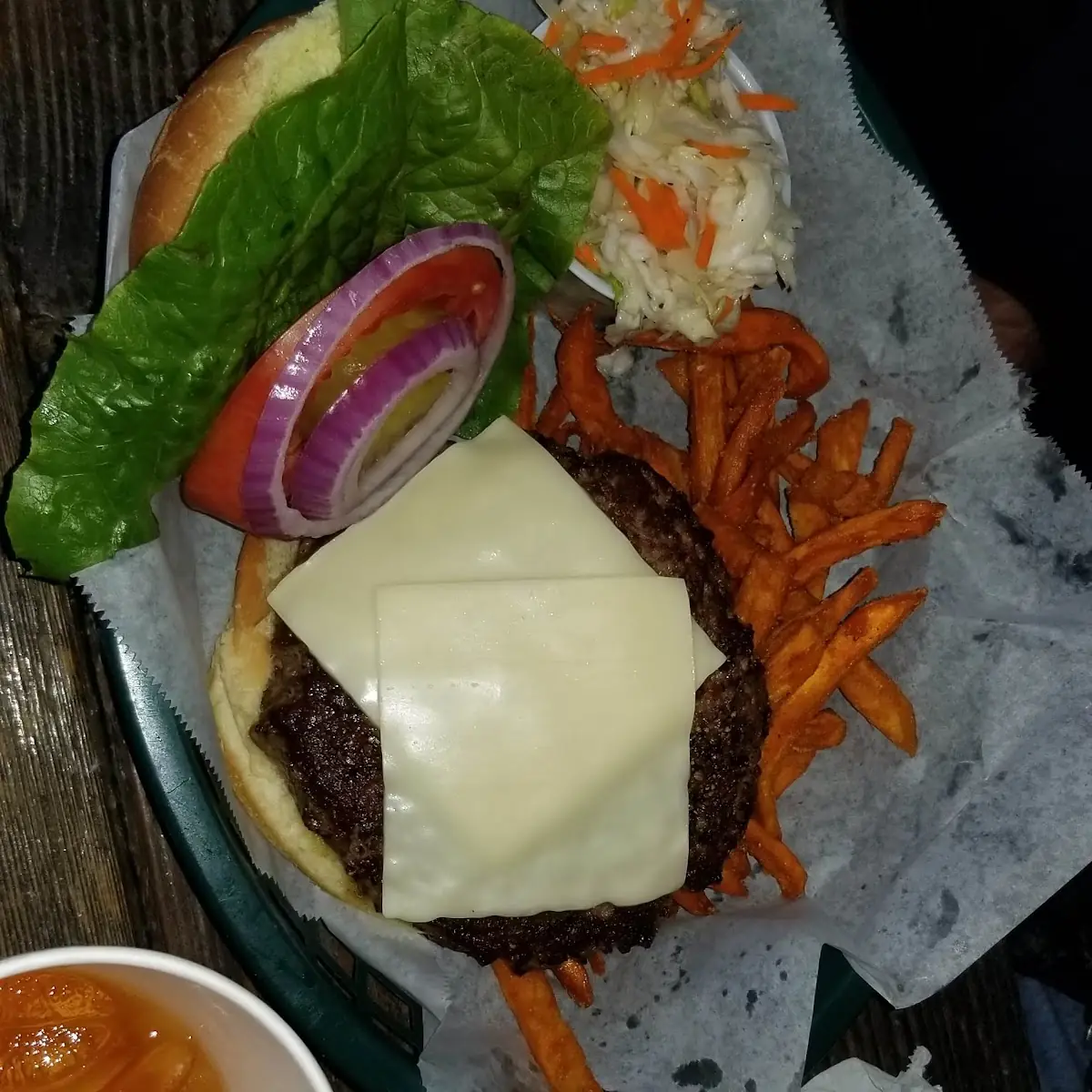 Cheeseburger with Sweet Potato Fries