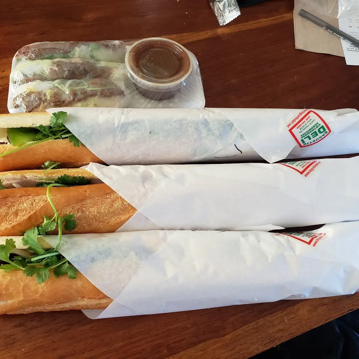 Beef Spring Roll and BBQ Pork Grilled Beef Sandwiches