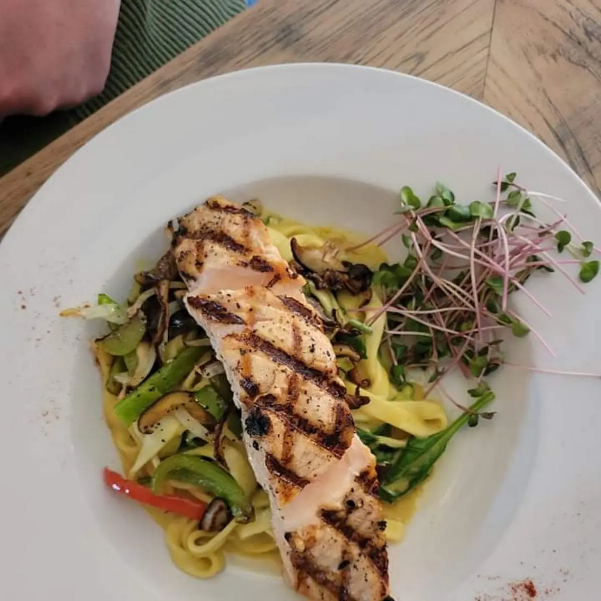 Salmon on a Bed of Mixed Vegetables