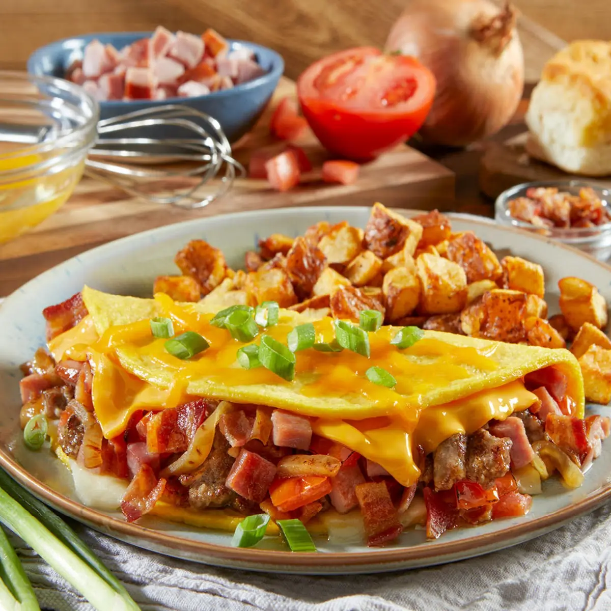 Three Meat & Cheese Omelet