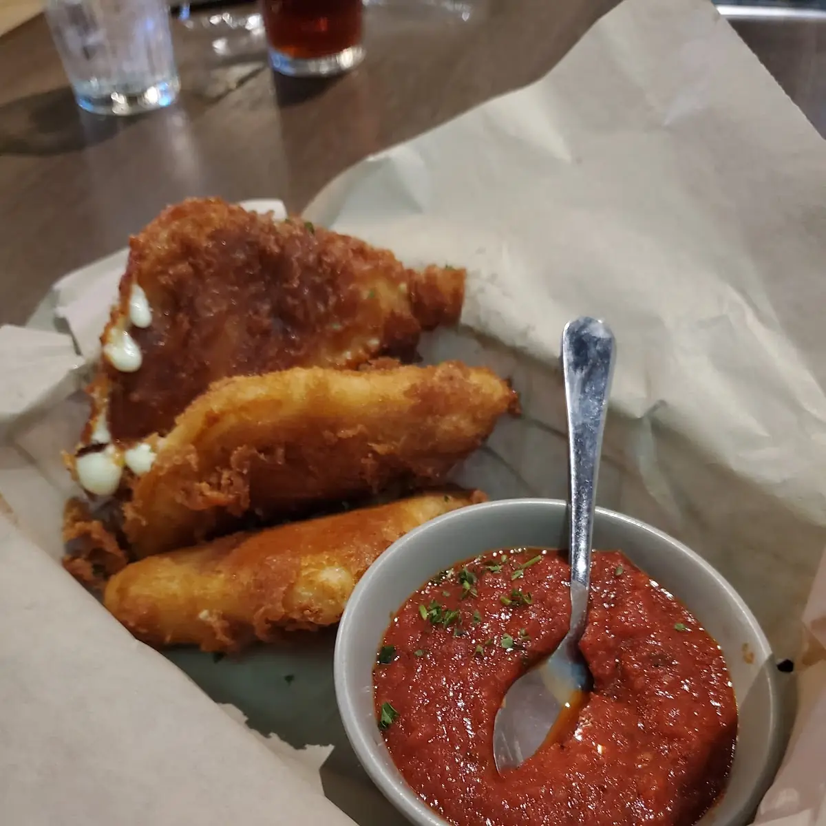Beer-Battered Mozzarella Peaks