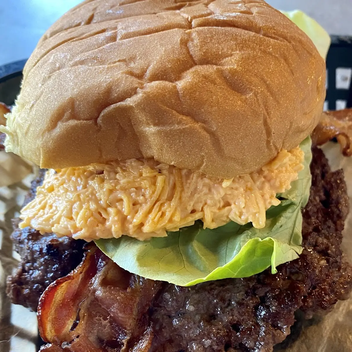 Bacon and Pimento Cheese Burger