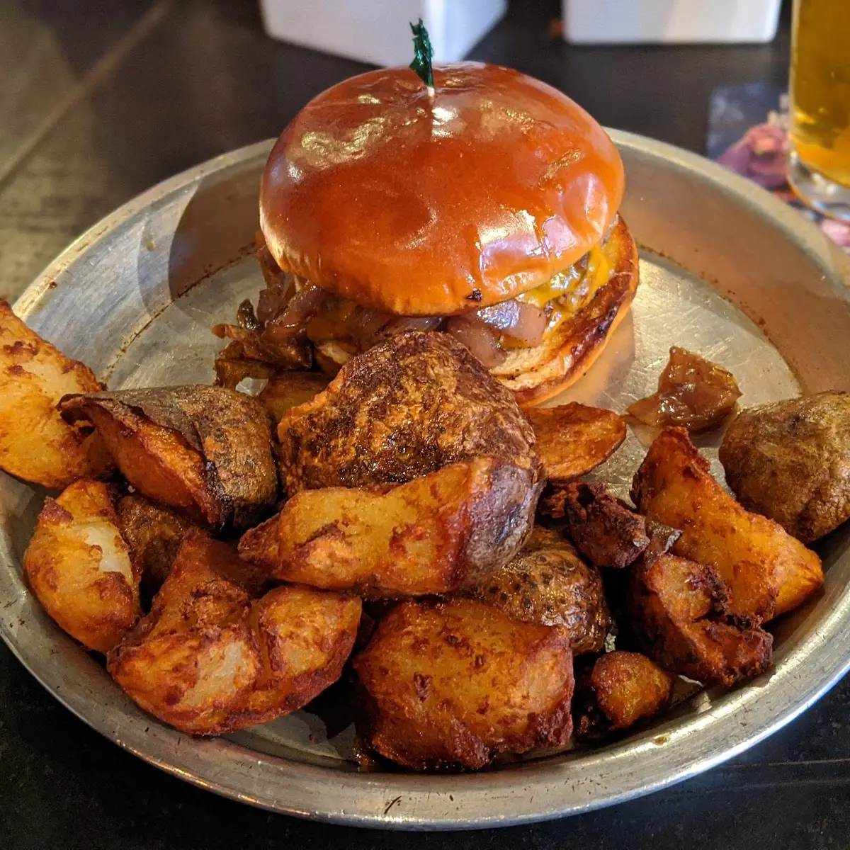 Burger Melt and Home Fries