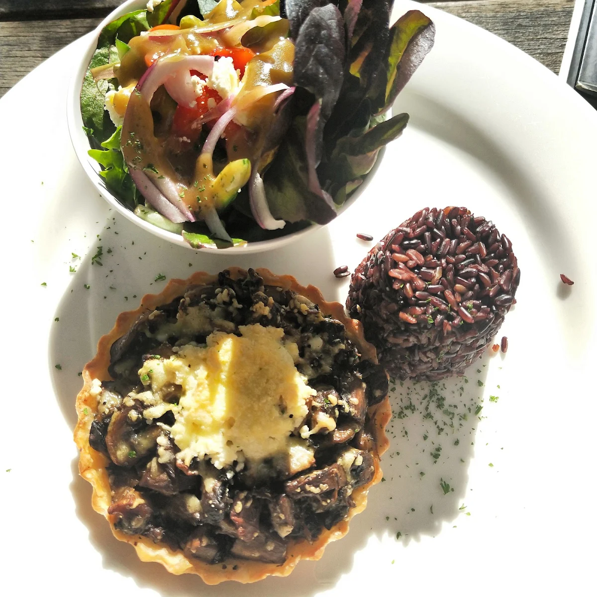 Wild Mushroom Tart with Black Rice, Top Pub