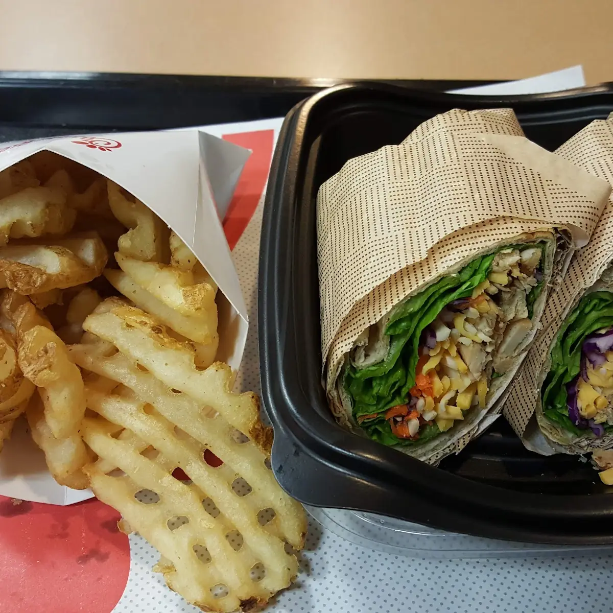 Grilled Cool Wrap and Waffle Fries