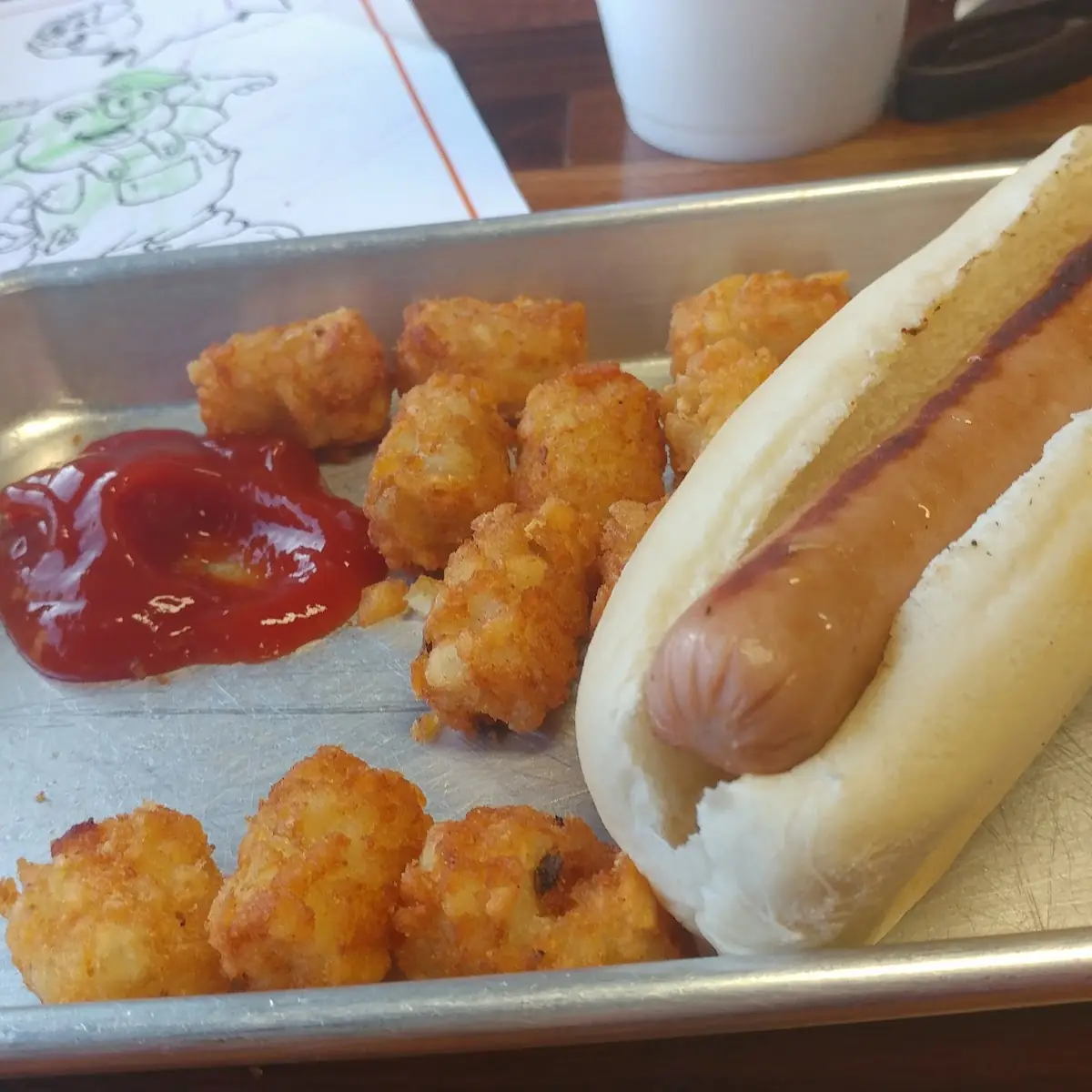 Hot Dog with Tater Tots