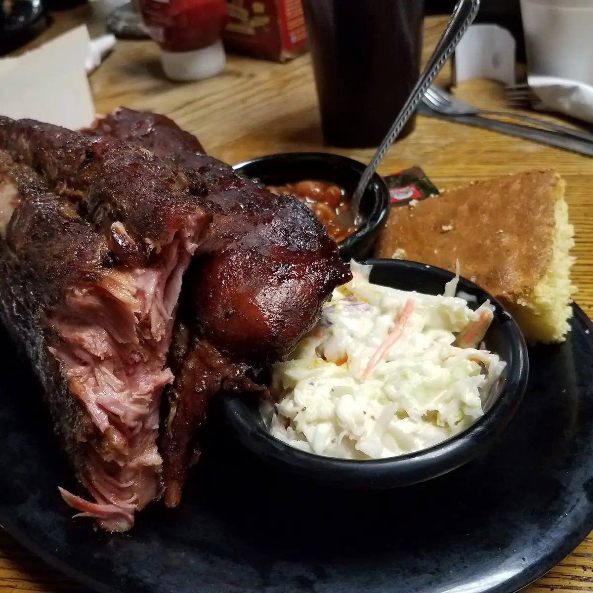 Smoked Ribs Coleslaw and Cornbread