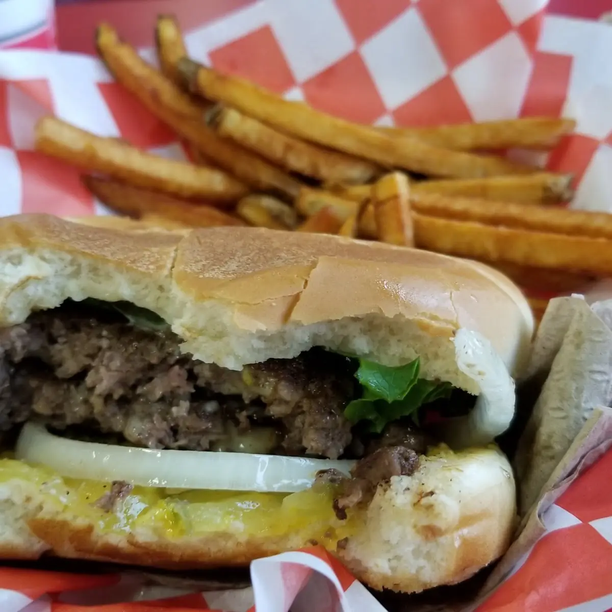 1 Burger with Cheddar Cheese and Fries