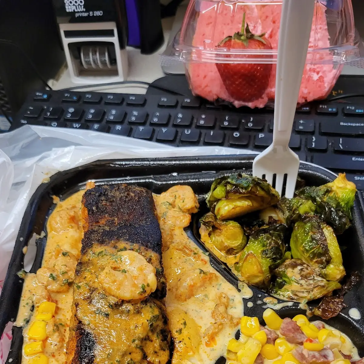 Blackened Salmon Fried Brussels Sprouts Mashed Potatoes