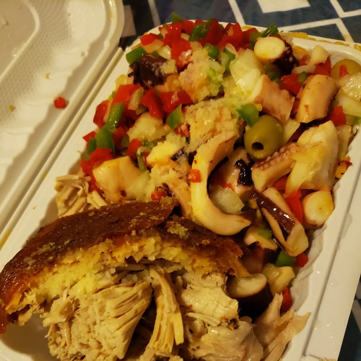 Pork Lechon Rice and Octopus Salad