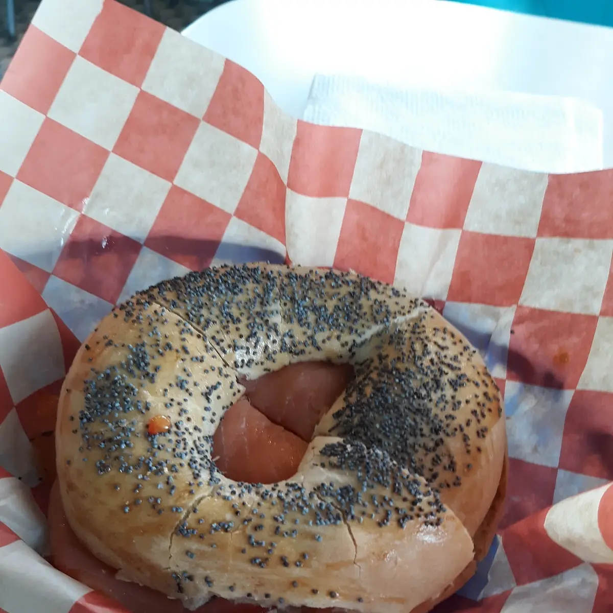 Poppy Seed Bagel with Lox and Cream Cheese