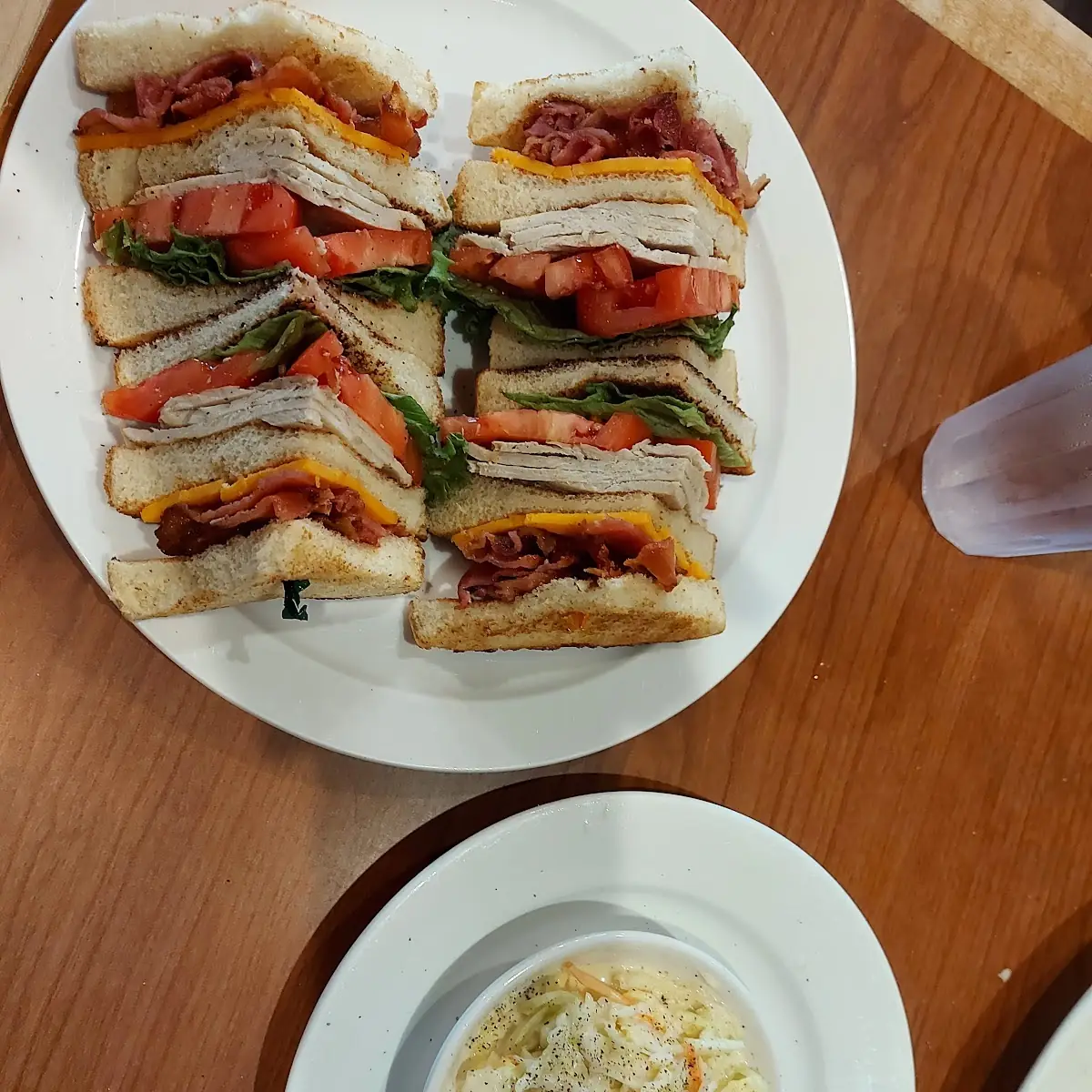 Turkey Club Sandwich& Coleslaw, Falls Manor Restaurant