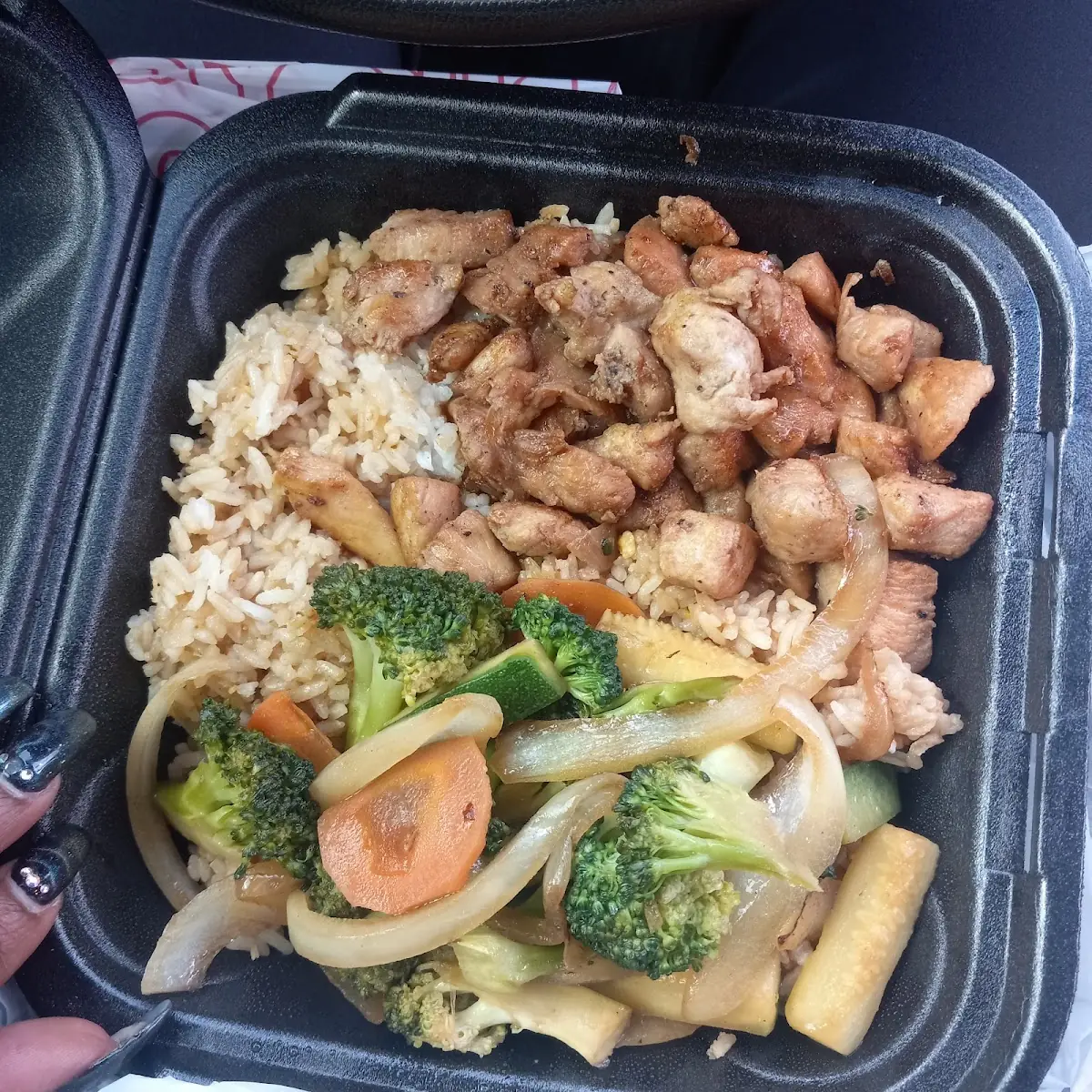 Shrimp Fried Rice and Steamed Vegetables