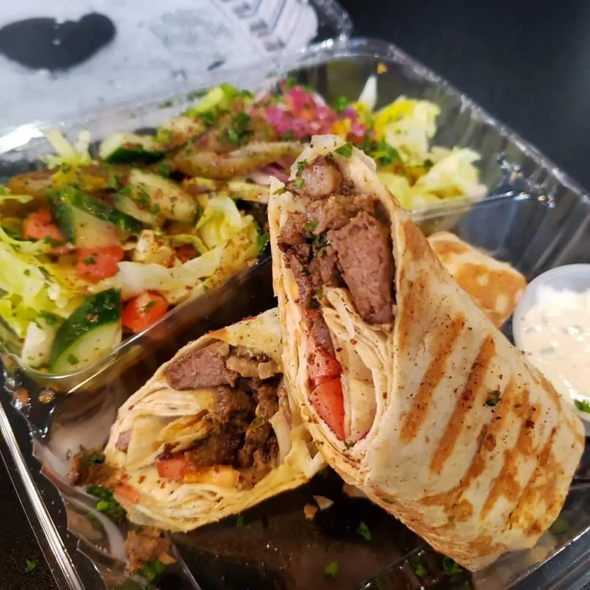 Lamb and Beef Shawarma Sandwich