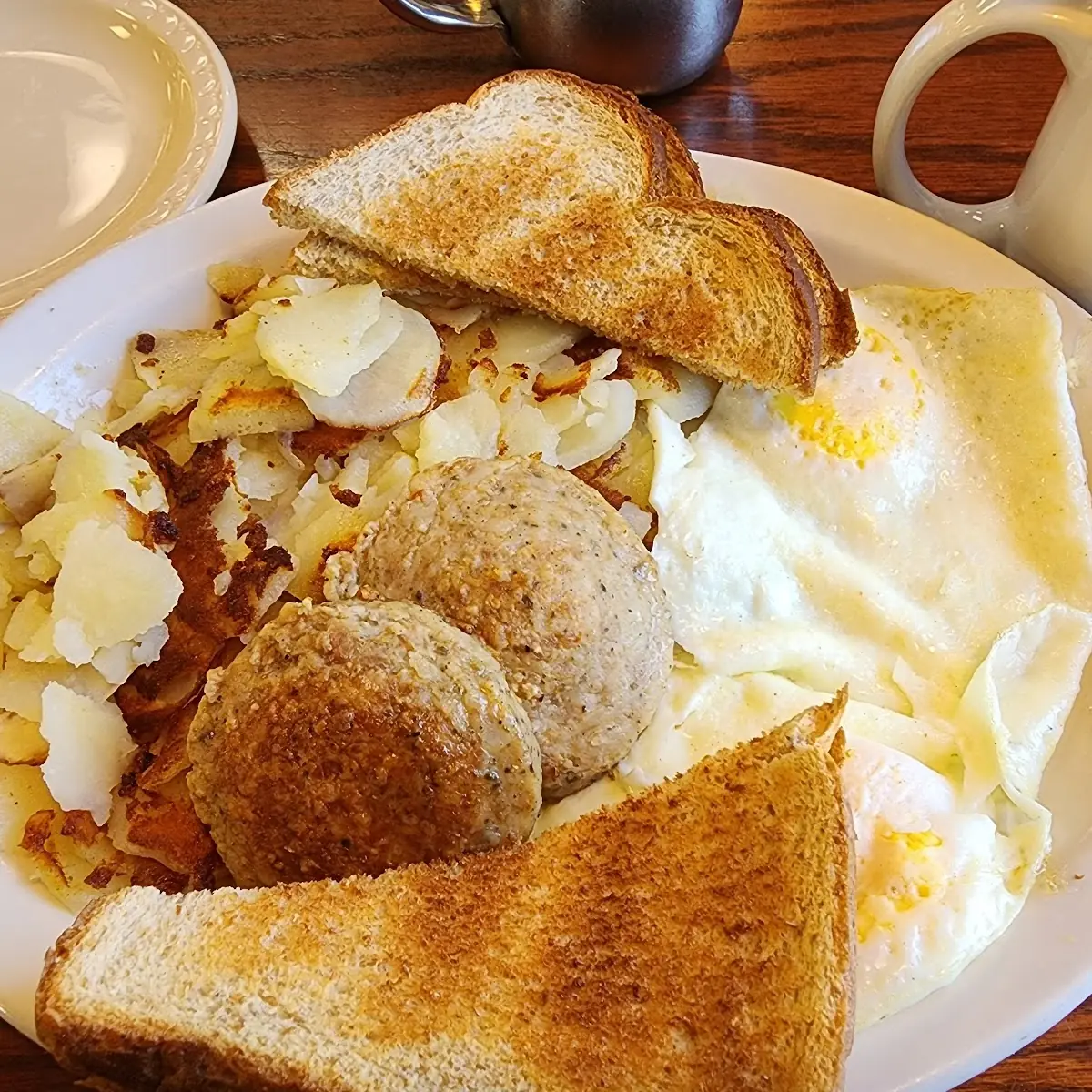 Sausage Egg Potatoes and Toast