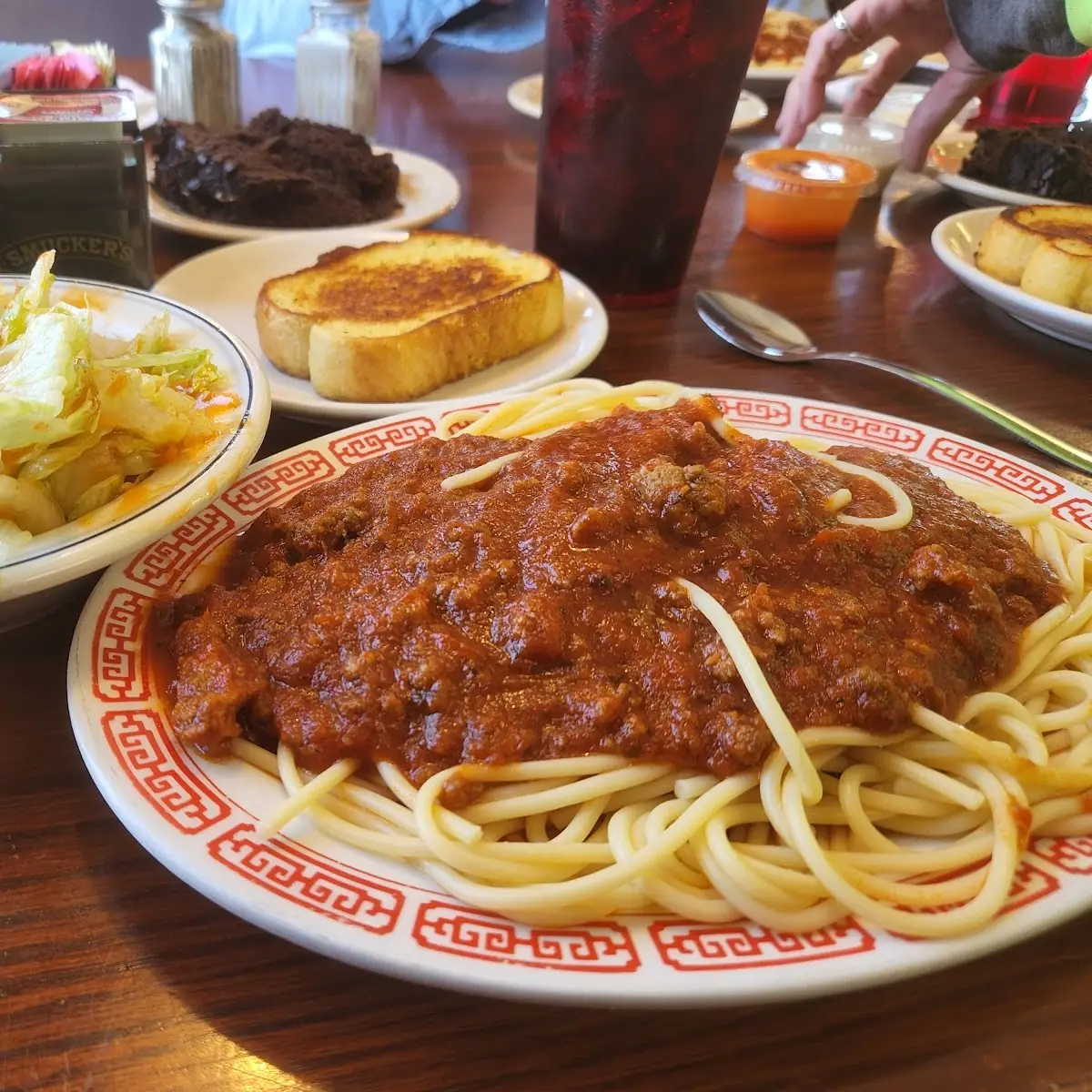 Spaghetti with Meat Sauce and Salad