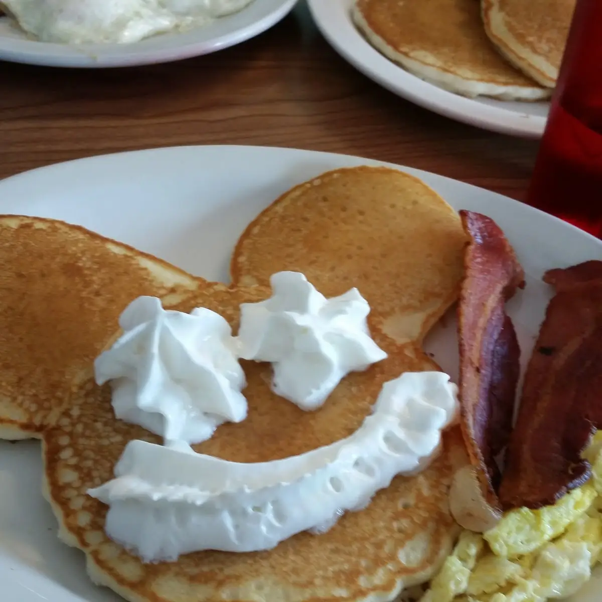 Mickey Mouse Face Pancake with Whipped Cream