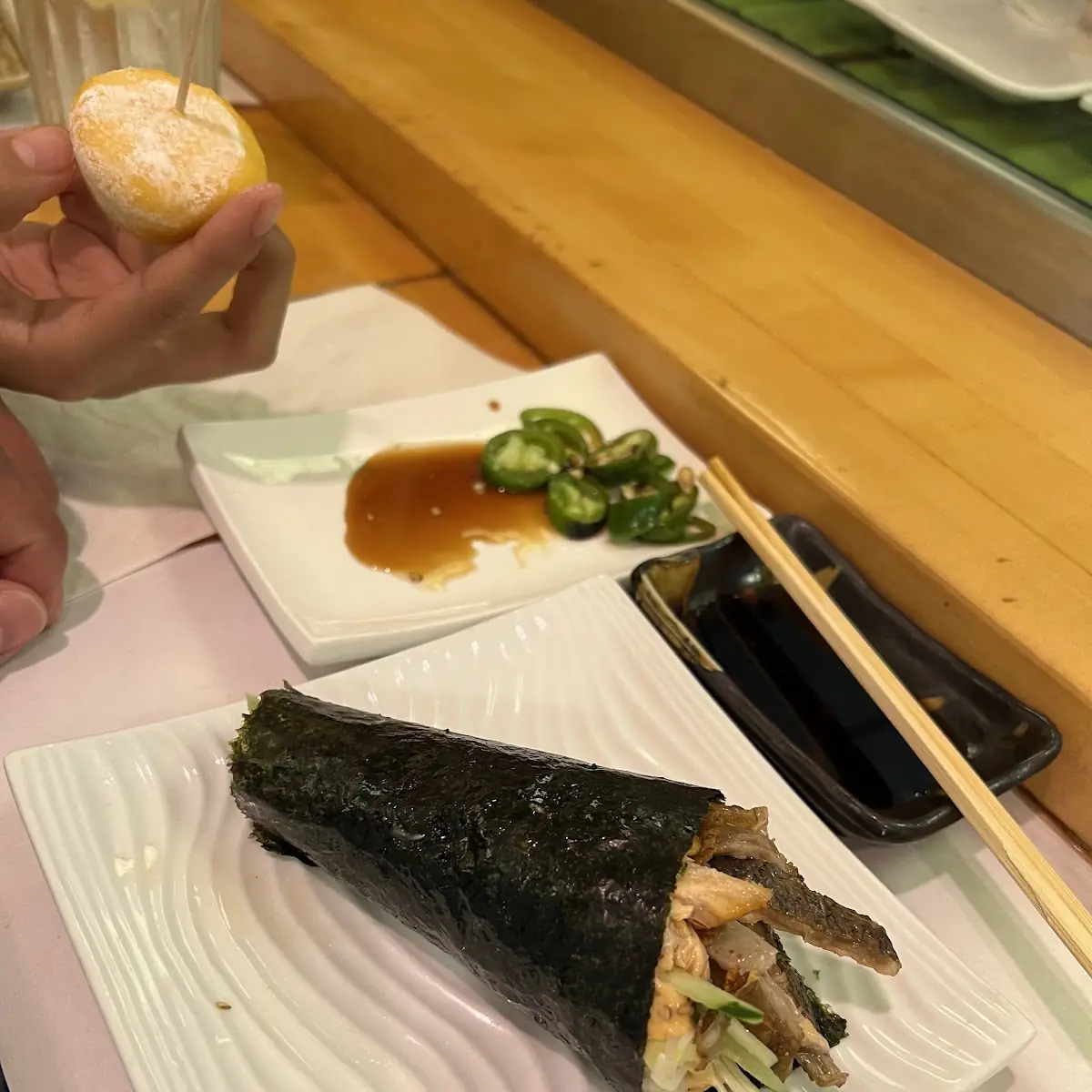 Spicy Salmon Skin Handroll