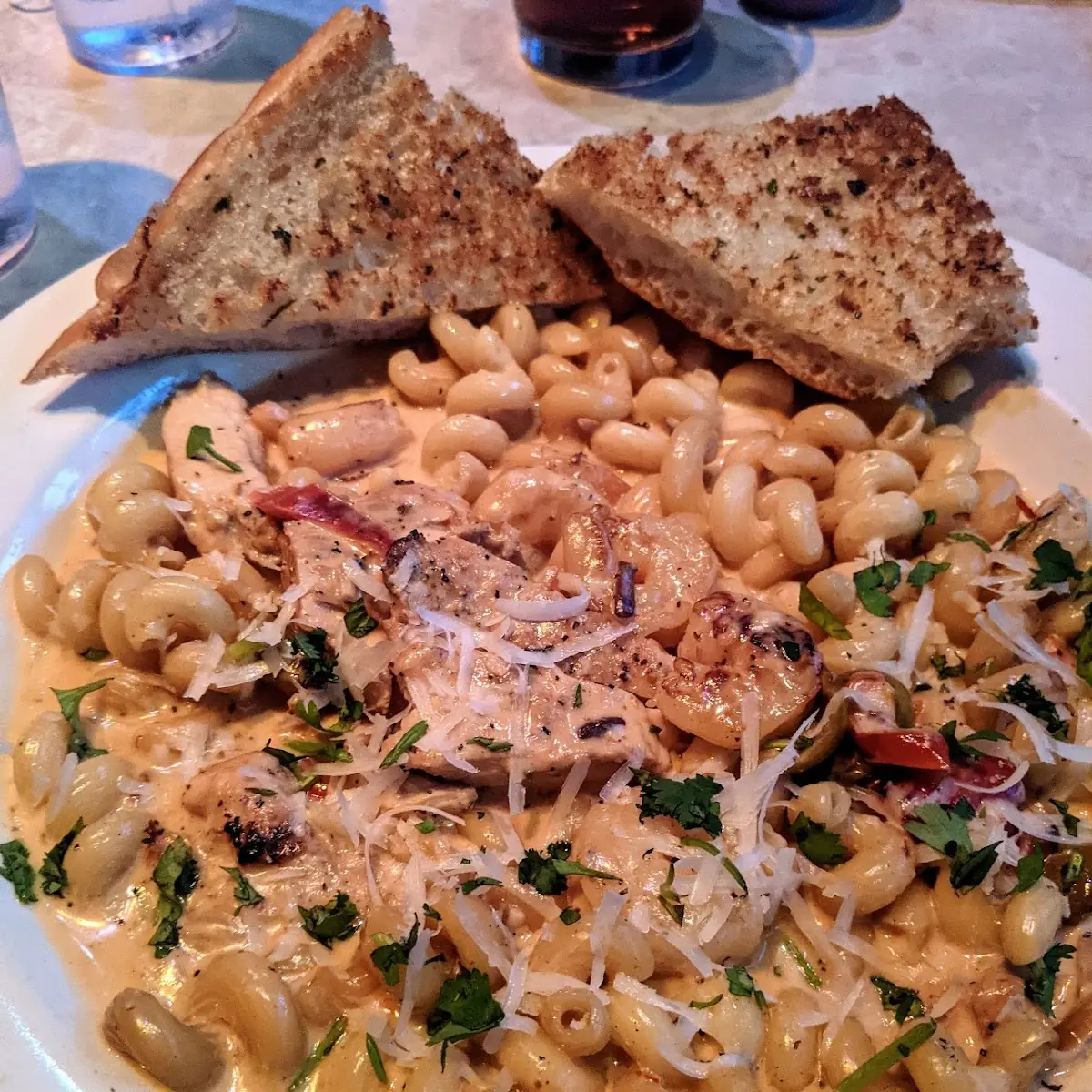 Chipotle Chicken and Shrimp Pasta