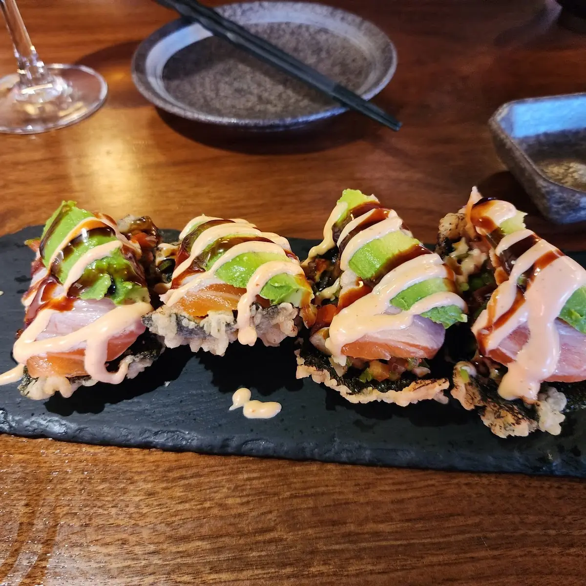 Avocado Tuna Sushi with Eel Sauce