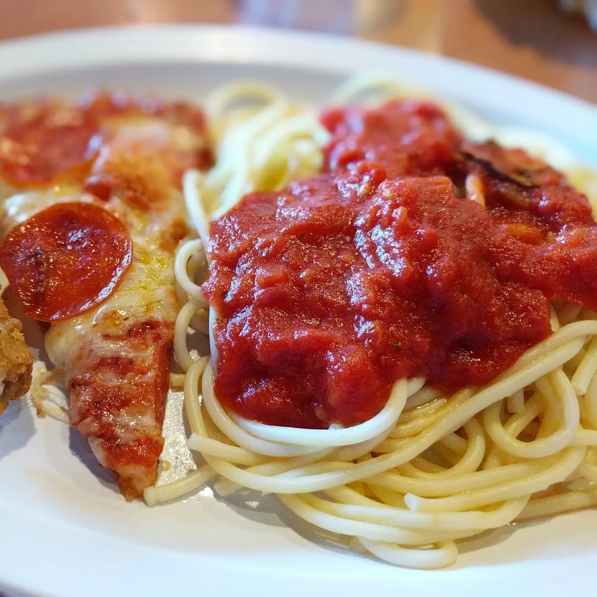 Chicken Pizza and Spaghetti