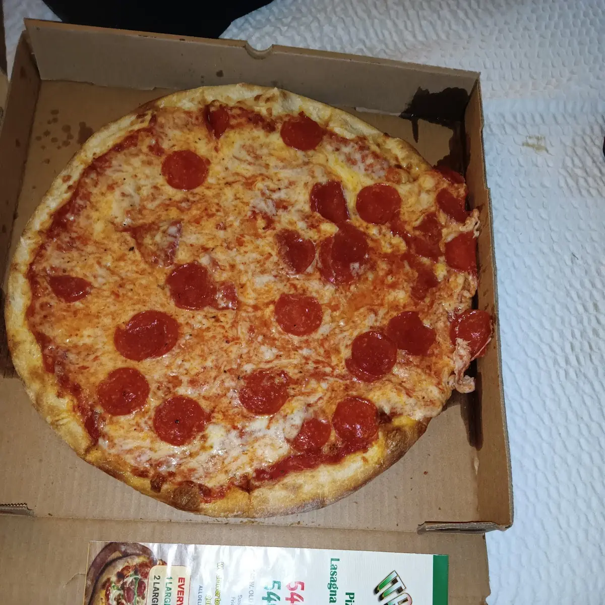 Pepperoni Pizza in Cardboard Box