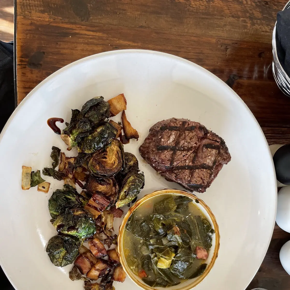 Filet Mignon Collard Greens Brussel Sprouts