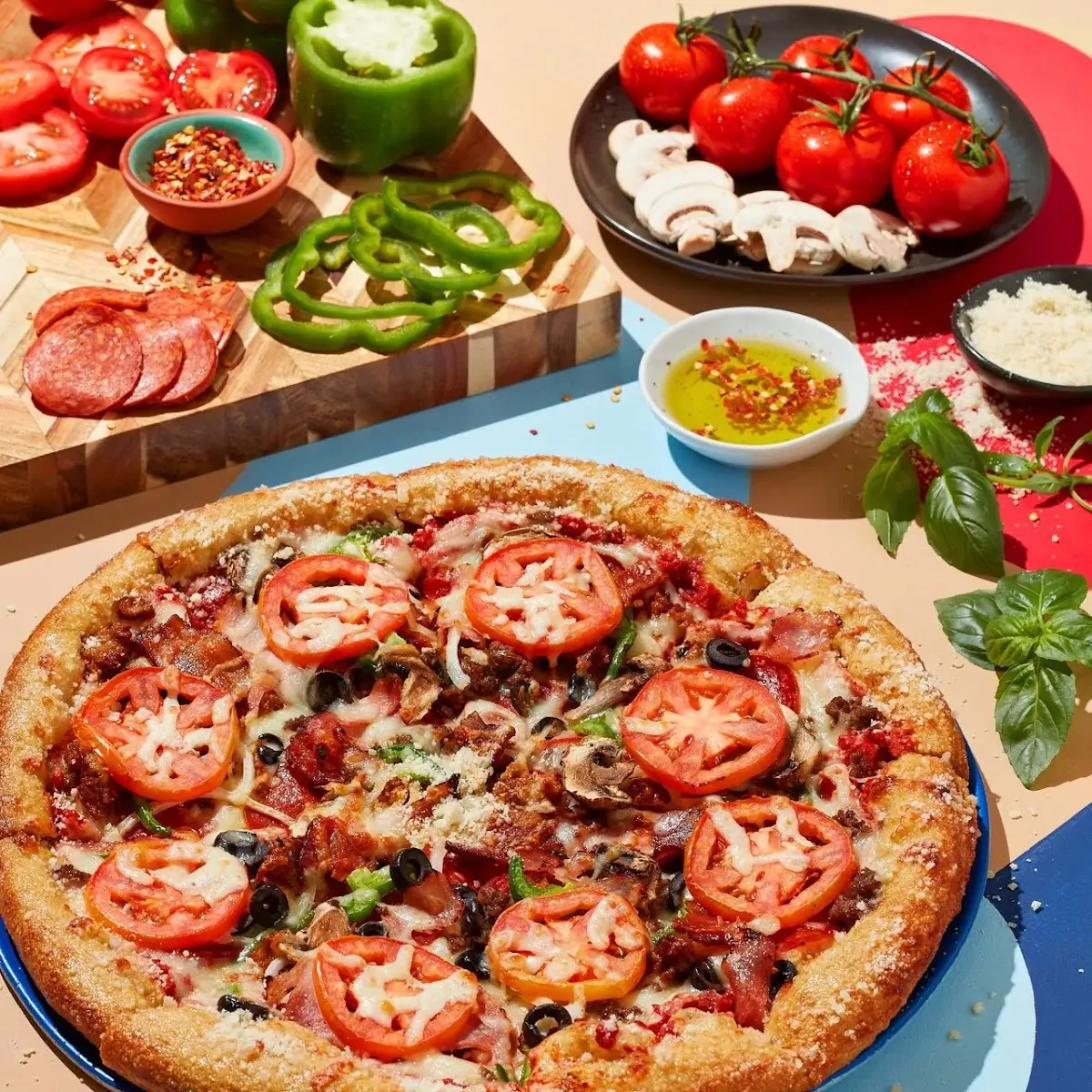 Two Topping Slice with House Salad with Drink Included