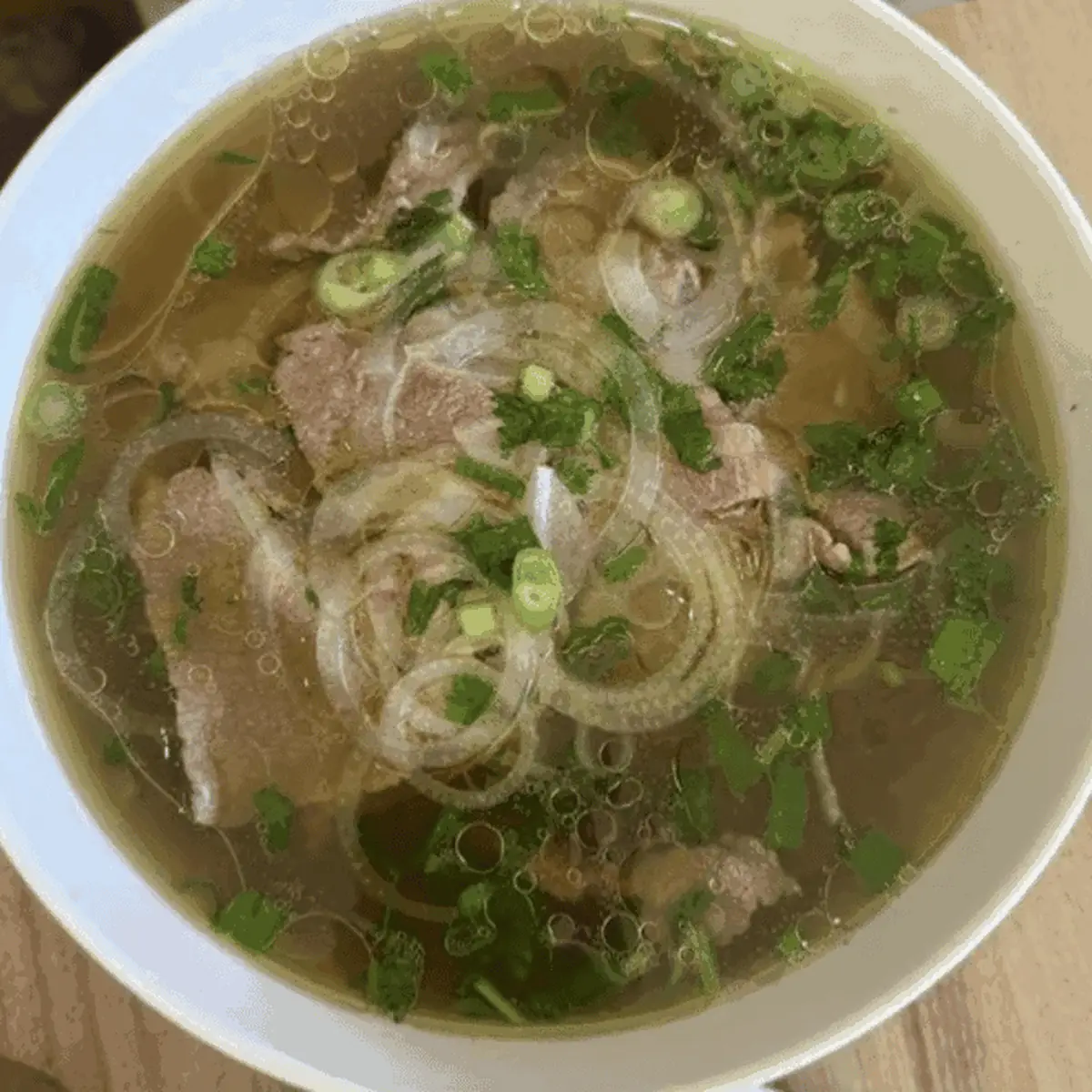 Beef Pho Noodle Soup with Onions