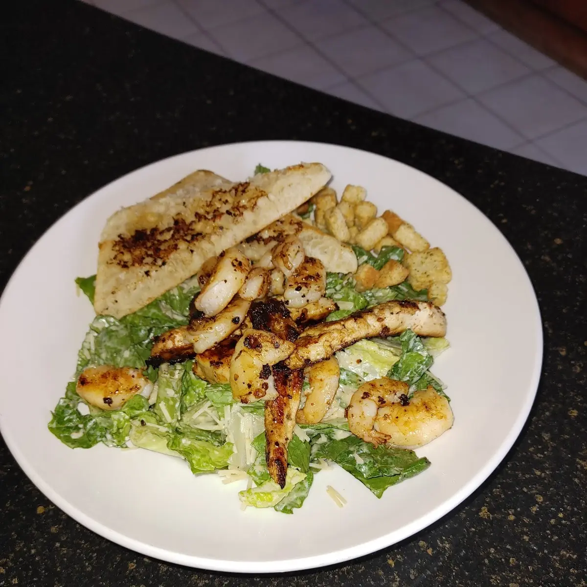 Caesar Salad with Shrimp and Chicken